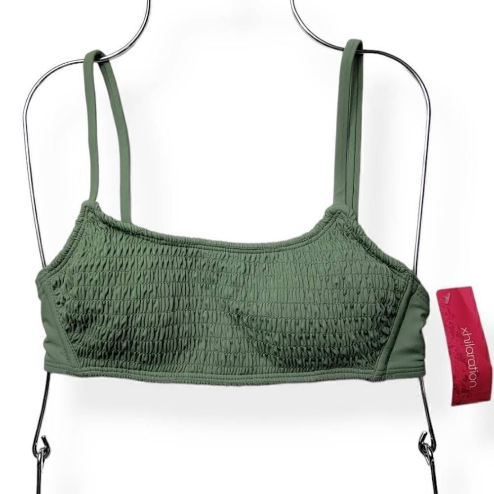 Xhilaration  Sage Shirred Bandeau Bikini Top Small Jrs. 0-2
